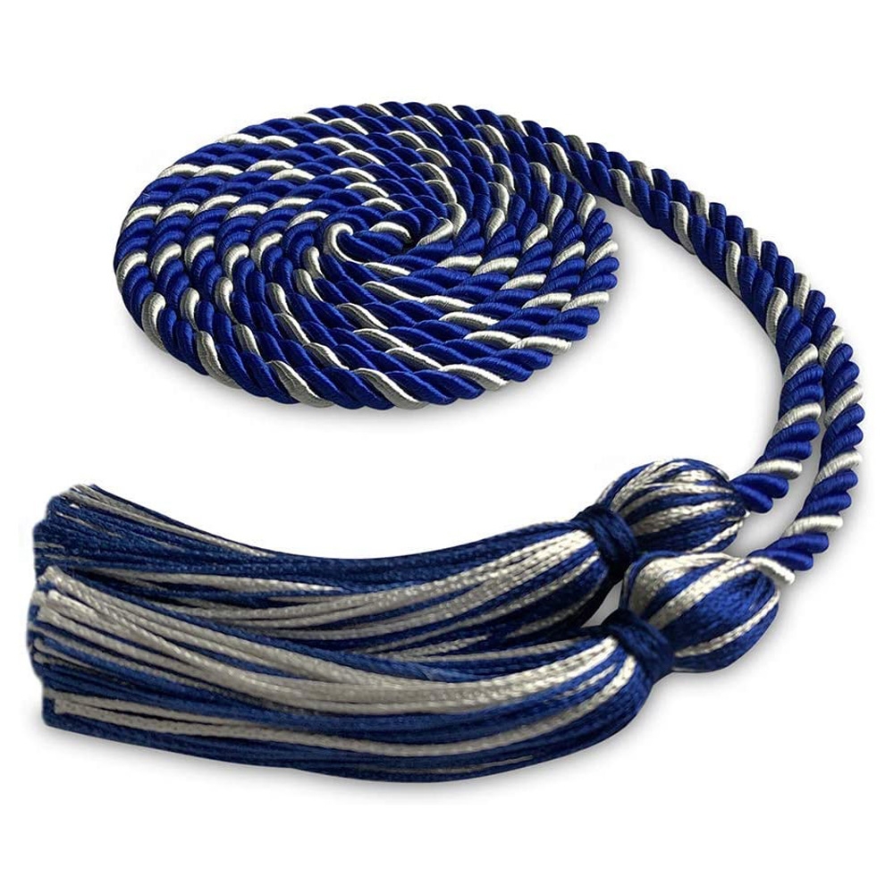 Graduation Single Honor Cord Two-Color Royal Blue Silver tassel our best quality wholesale 